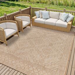 Livabliss Tuareg-Global Beige Ivory Graphic In- & Outdoor Jute-Look Rug in Medium Beige - Size: 160 cm x 215 cm - thumbnail 7