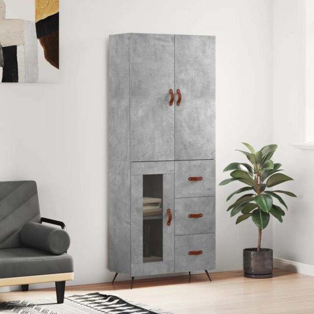 Berkfield Home Highboard Concrete Grey 69.5x34x180 cm Engineered Wood - image 1