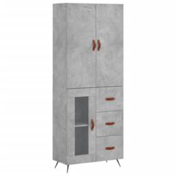 Berkfield Home Highboard Concrete Grey 69.5x34x180 cm Engineered Wood - thumbnail 2