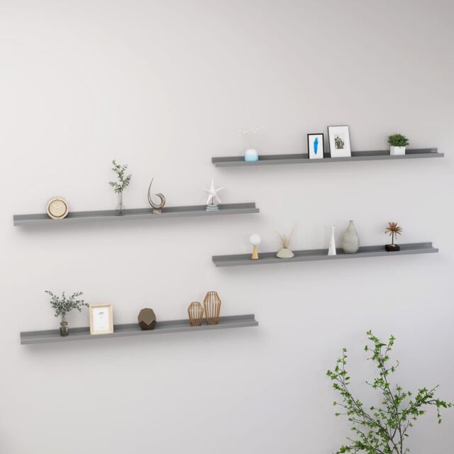 Berkfield Home Wall Shelves 4 pcs Grey 115x9x3 cm - Size: 115 x 9 x 3 cm - image 1