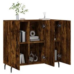 Berkfield Home Sideboard Smoked Oak 90x34x80 cm Engineered Wood in Brown - Size: 90 x 34 x 80 cm - thumbnail 4