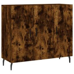 Berkfield Home Sideboard Smoked Oak 90x34x80 cm Engineered Wood in Brown - Size: 90 x 34 x 80 cm - thumbnail 1