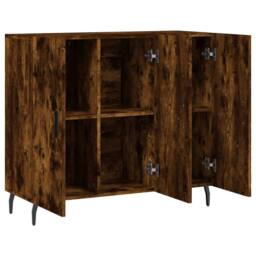 Berkfield Home Sideboard Smoked Oak 90x34x80 cm Engineered Wood in Brown - Size: 90 x 34 x 80 cm - thumbnail 5