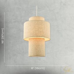 Happy Homewares Designer Natural Oatmeal Beige Linen Triple Level Pendant Light Shade in Brown - thumbnail 7