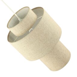 Happy Homewares Designer Natural Oatmeal Beige Linen Triple Level Pendant Light Shade in Brown - thumbnail 4
