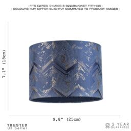 Happy Homewares Contemporary Drum Lamp Shade with Gold & Silver Metallic Decor in Midnight - Size: 10 inches - thumbnail 7