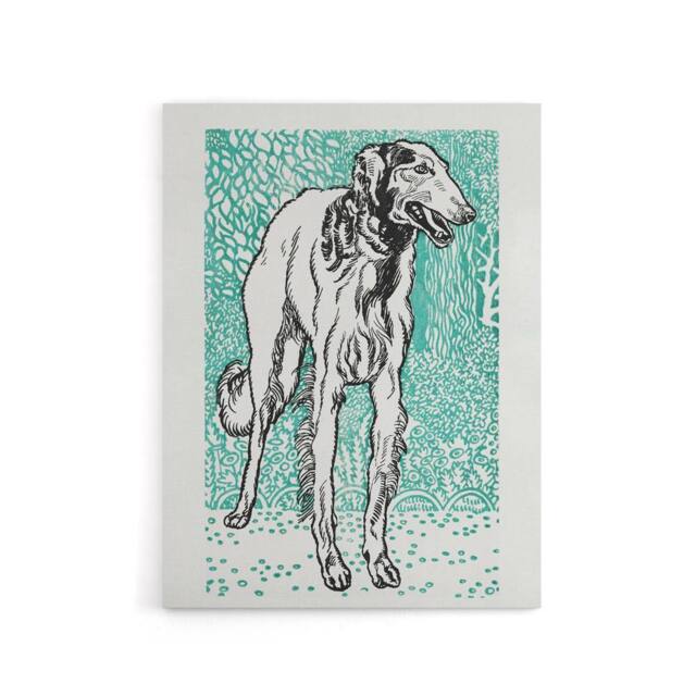 "Artery8 Long Haired Greyhound Russian Wolfhound Dog Jung Canvas Wall Art Print in Blue - Size: W18"" x H24""" - image 1
