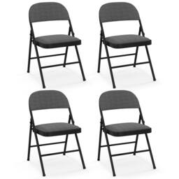 Gymax Women's 4 PCS Folding Dining Chairs Portable Camp Stool With Padded Seat Black - thumbnail 1