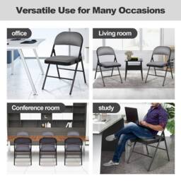 Gymax Women's 4 PCS Folding Dining Chairs Portable Camp Stool With Padded Seat Black - thumbnail 5