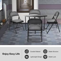 Gymax Women's 4 PCS Folding Dining Chairs Portable Camp Stool With Padded Seat Black - thumbnail 3