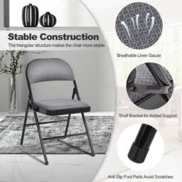 Gymax Women's 4 PCS Folding Dining Chairs Portable Camp Stool With Padded Seat Black - thumbnail 6