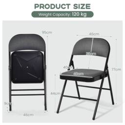 Gymax Women's 4 PCS Folding Dining Chairs Portable Camp Stool With Padded Seat Black - thumbnail 2