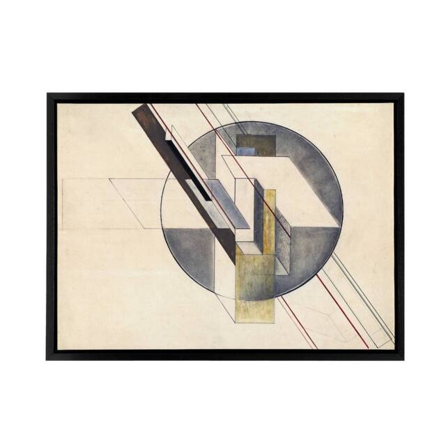 "Artery8 Gustav Klucis Construction Framed Canvas Wall Art Print in Beige - Size: W12"" x H16""" - image 1