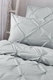 Serene 'Lara' Luxury Ruched Duvet Cover Set in Silver - Size: Super King - thumbnail 3