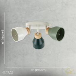 Happy Homewares Contemporary Scandinavian Designed Triple Spot Ceiling Light in Green - thumbnail 7