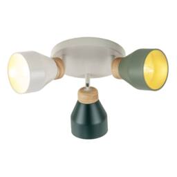 Happy Homewares Contemporary Scandinavian Designed Triple Spot Ceiling Light in Green - thumbnail 3