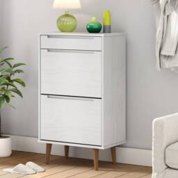 Berkfield Home Shoe Cabinet MOLDE White 59, 5x35x103 cm Solid Wood Pine - Size: 5 x 35 x 103 cm - thumbnail 2