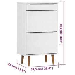 Berkfield Home Shoe Cabinet MOLDE White 59, 5x35x103 cm Solid Wood Pine - Size: 5 x 35 x 103 cm - thumbnail 8