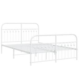 Berkfield Home Metal Bed Frame without Mattress with Footboard White 140x200cm - Size: 140x200 cm - thumbnail 3