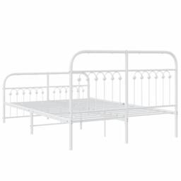 Berkfield Home Metal Bed Frame without Mattress with Footboard White 140x200cm - Size: 140x200 cm - thumbnail 6