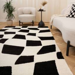 THE RUGS Joli Chequered Soft & Dense Pile Living Room & Bedroom Rug in Black - Size: 200 cm x 290 cm - thumbnail 9
