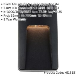 Loops Vertical Outdoor IP65 Pathway Guide Light - Indirect CCT LED - Black ABS Plastic - thumbnail 2