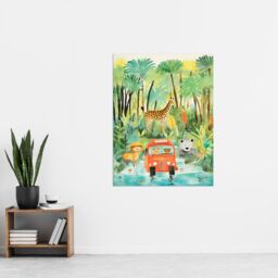 Artery8 Jungle Safari Adventure Animals Kids Bedroom Nursery Giraffe Lion Watercolour Artwork Extra Large XL Unframed Wall Art Poster Print - thumbnail 4