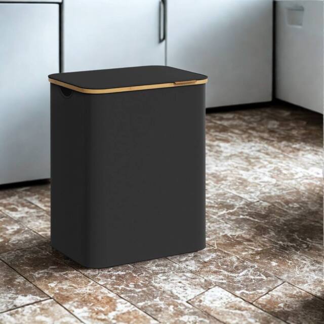 Pirlo Plush 130L Double Laundry Basket With Lid & Removable Lining in Black - image 1