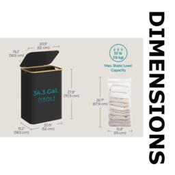 Pirlo Plush 130L Double Laundry Basket With Lid & Removable Lining in Black - thumbnail 8
