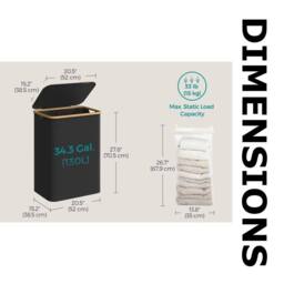 Pirlo Plush 130L Double Laundry Basket With Lid & Removable Lining in Black - thumbnail 7