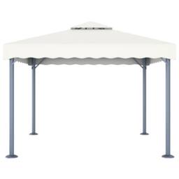 Berkfield Home Gazebo with LED String Lights 300x300 cm Cream Aluminium - thumbnail 4