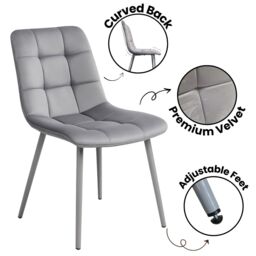 KOSY KOALA Oak Effect Dining Table Set With 6 Grey Velvet Chairs Dining Room Furniture in Brown - thumbnail 7