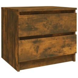 Berkfield Home Bed Cabinet Smoked Oak 50x39x43.5 cm Engineered Wood in Brown - thumbnail 2