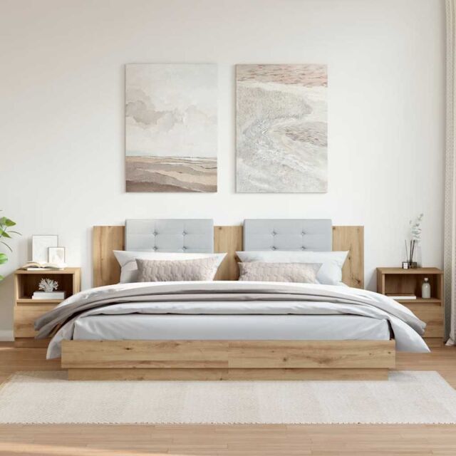 Berkfield Home Bedside Cabinets 2 pcs Artisan Oak 40x40x50 cm Engineered Wood in Brown - Size: 40 x 40 x 50 cm - image 1