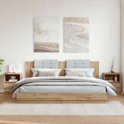 Berkfield Home Bedside Cabinets 2 pcs Artisan Oak 40x40x50 cm Engineered Wood in Brown - Size: 40 x 40 x 50 cm - thumbnail 1