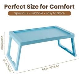 FORGEVIO Plastific Tray with Legs Folding Table Folding Bed Tray Table in Blue - thumbnail 2