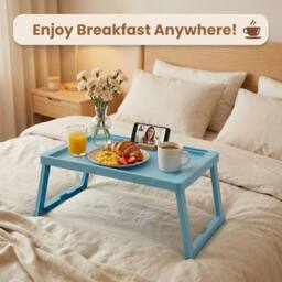 FORGEVIO Plastific Tray with Legs Folding Table Folding Bed Tray Table in Blue - thumbnail 6