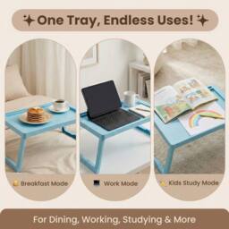 FORGEVIO Plastific Tray with Legs Folding Table Folding Bed Tray Table in Blue - thumbnail 5
