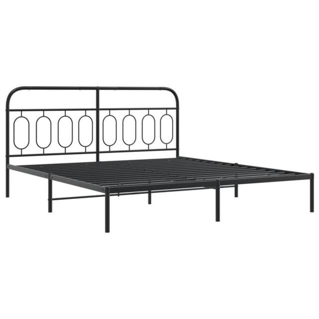 Berkfield Home Metal Bed Frame without Mattress with Footboard Black 193x203cm - Size: 193x203 cm - image 1