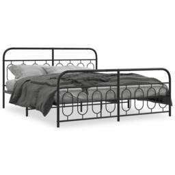 Berkfield Home Metal Bed Frame without Mattress with Footboard Black 193x203cm - Size: 193x203 cm - thumbnail 3