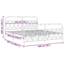 Berkfield Home Metal Bed Frame without Mattress with Footboard Black 193x203cm - Size: 193x203 cm - thumbnail 8