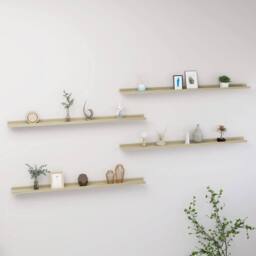 Berkfield Home Decorative Wall Shelves 4 pcs Sonoma Oak 115x9x3 cm in Light Brown - Size: 115 x 9 x 3 cm - thumbnail 2