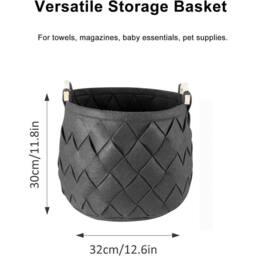 EONLION M Felt Storage Basket with Handles Collapsible Basket in Charcoal - Size: 500mm - thumbnail 2