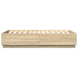 Berkfield Home Bed Frame with LED without Mattress Sonoma Oak 140x200 cm in Light Brown - thumbnail 6