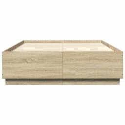 Berkfield Home Bed Frame with LED without Mattress Sonoma Oak 140x200 cm in Light Brown - thumbnail 5
