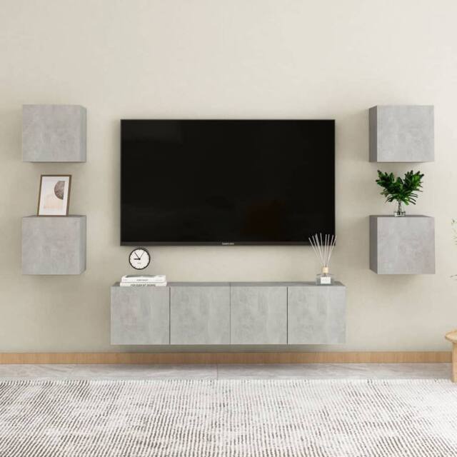 Berkfield Home Practical Bedside Cabinets 2 pcs Concrete Grey 30.5x30x30 cm Engi - image 1