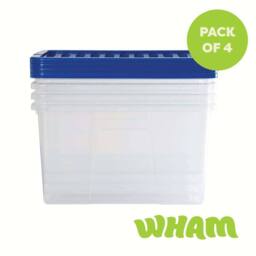 Wham Crystal 60L Clear Box & Stronger Lid PK4 in Blue - thumbnail 5