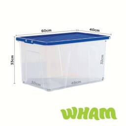 Wham Crystal 60L Clear Box & Stronger Lid PK4 in Blue - thumbnail 6