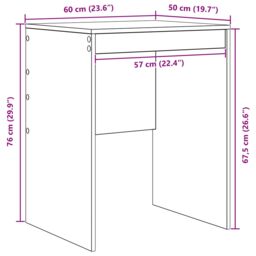 Berkfield Home Writing Desk Grey sonoma Particle board 60 x 50 x 76 cm Simple - thumbnail 8