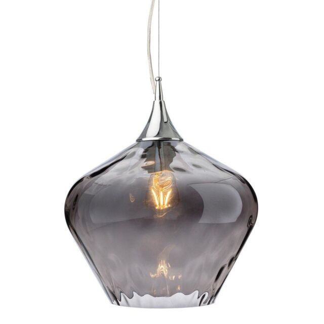 Netlighting Titan Dome Pendant Light Chrome with Smoked Glass in Grey
